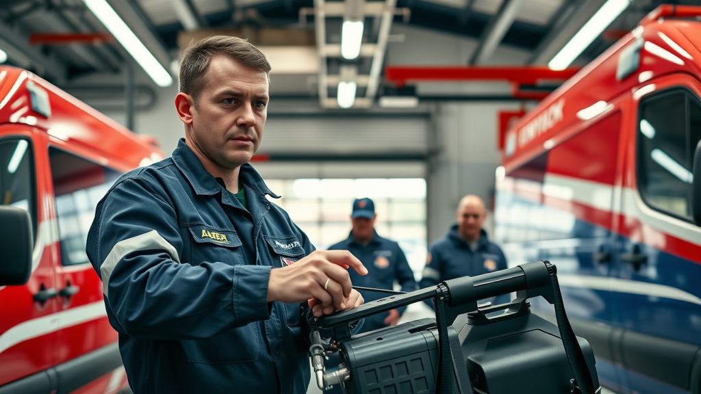 Emergency service team preparing fast response for water heater repairs, urgent heater service, expert technicians and service vans