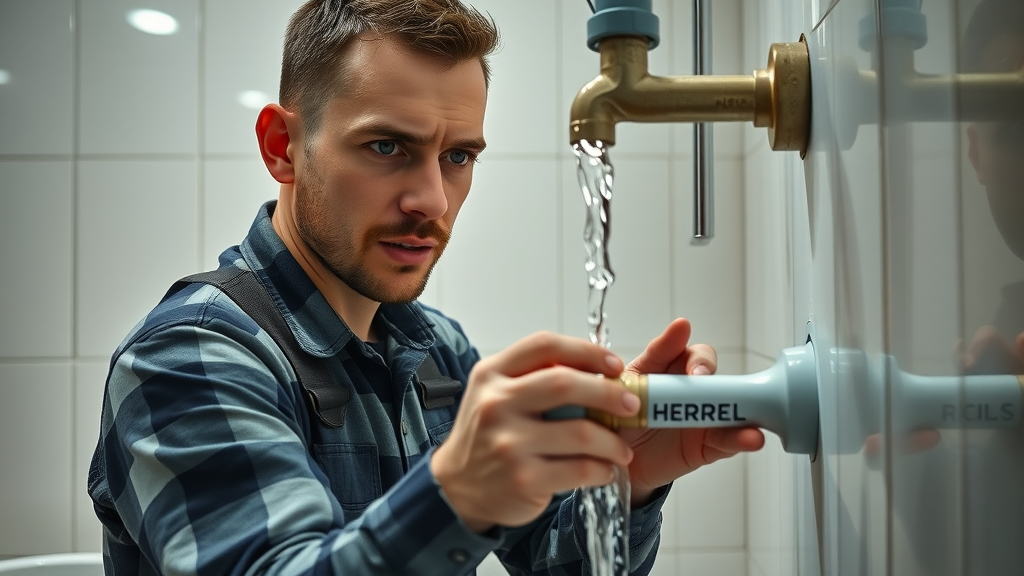 experienced plumber fixing burst pipe in modern Chesterfield bathroom same day plumber chesterfield water damage emergency