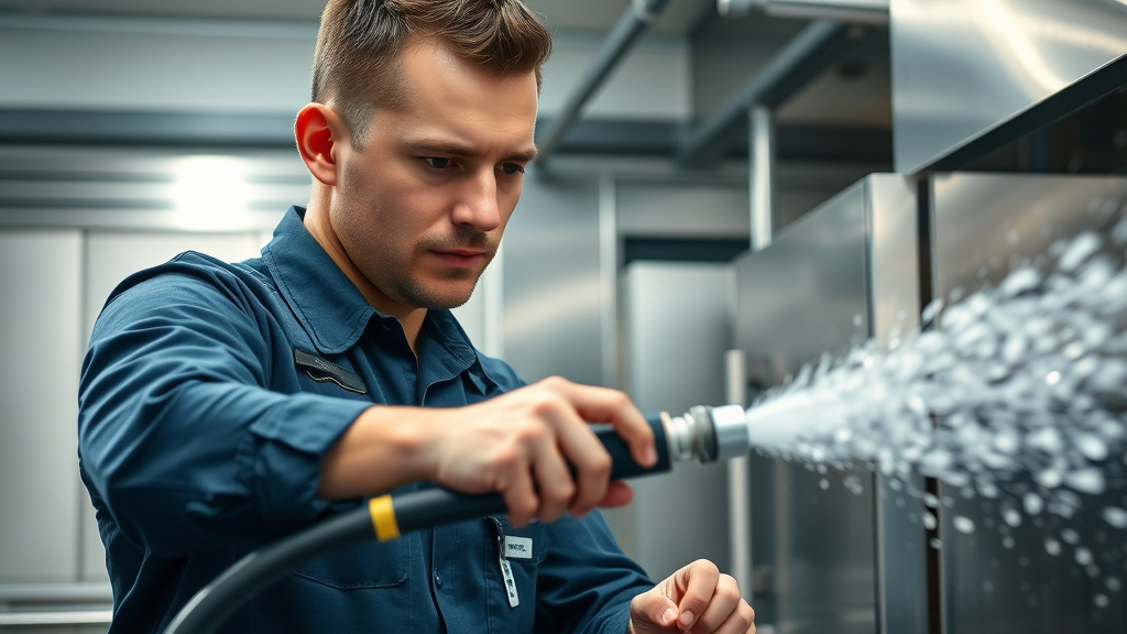 professional plumber operating advanced drain cleaning equipment drain service commercial plumber chesterfield