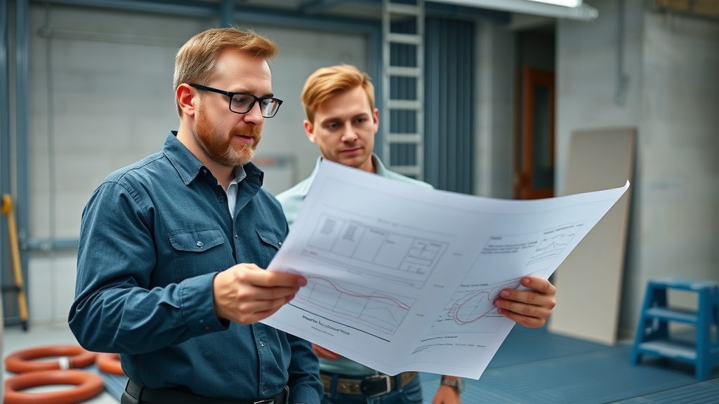 accredited underfloor heating installers Chesterfield reviewing blueprints