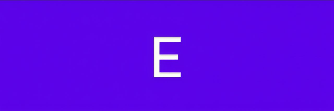 Minimalist purple background with bold white letter E logo, plumbing and heating services