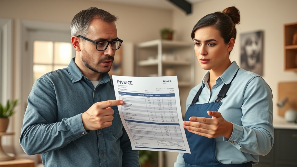 Homeowner consulting professional plumber about broken pipe repair costs for cost-effectiveness