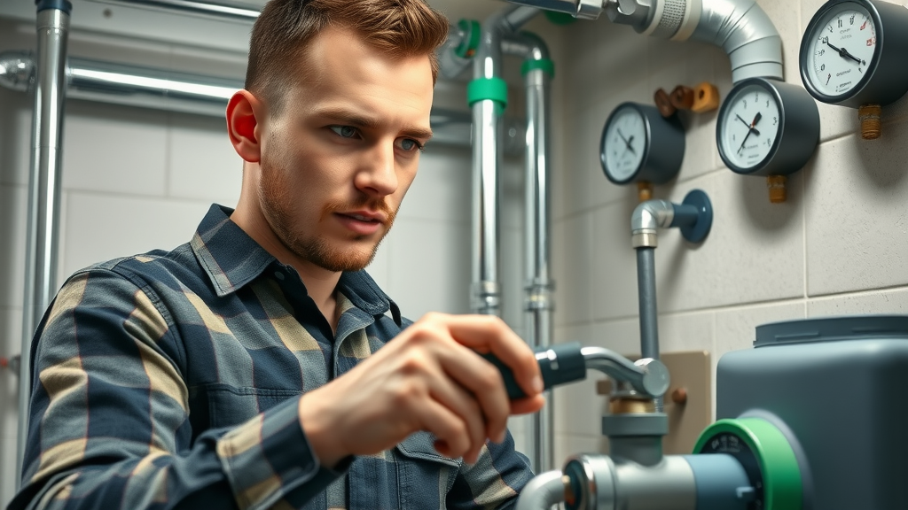 installer fitting recirculating hot water pump for sustainable plumbing and heating