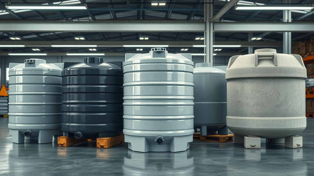 Comparison of rainwater storage tanks made of plastic, metal, and concrete