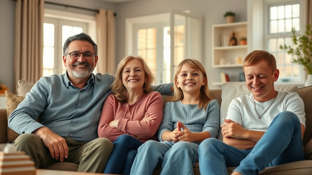 relieved family sitting together in Chesterfield home after same day plumber chesterfield repair service