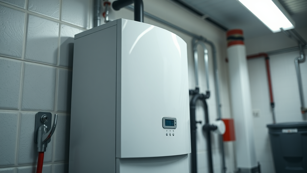 Modern high-efficiency tankless water heater and rainwater harvesting system for sustainable plumbing and heating