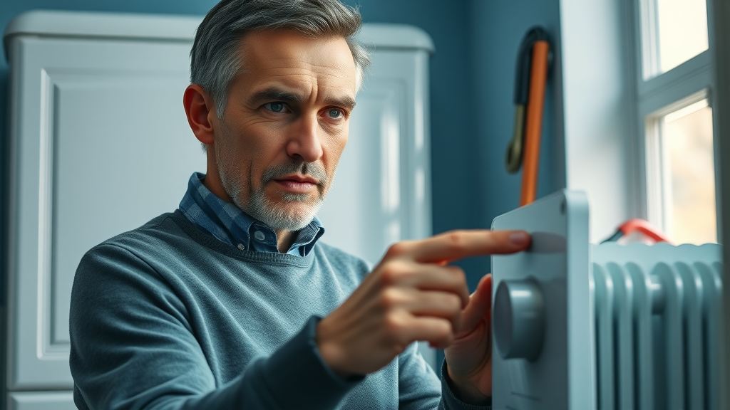 Attentive homeowner turning off central heating before radiator installation