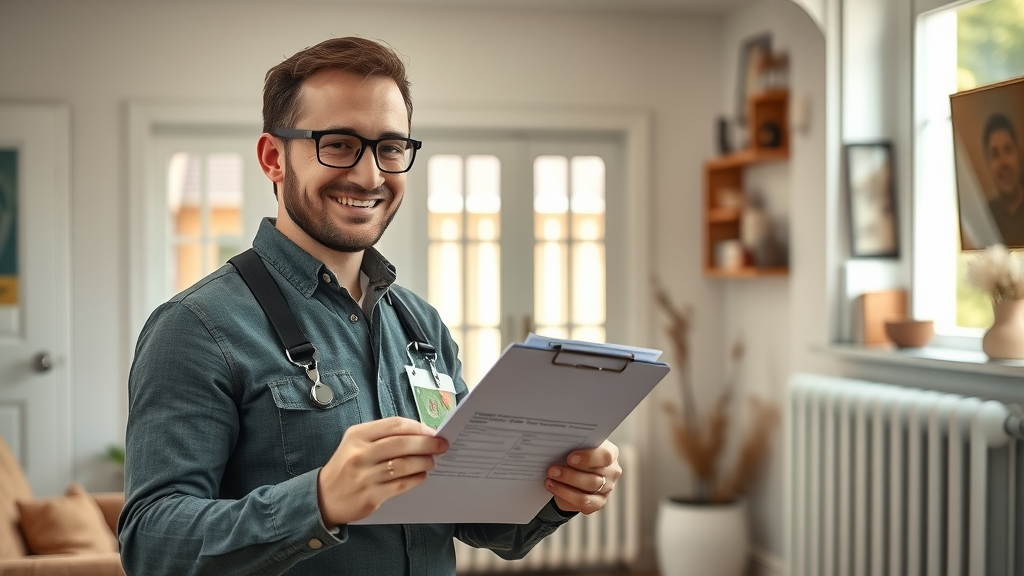 Friendly professional discussing radiator installation costs with homeowner