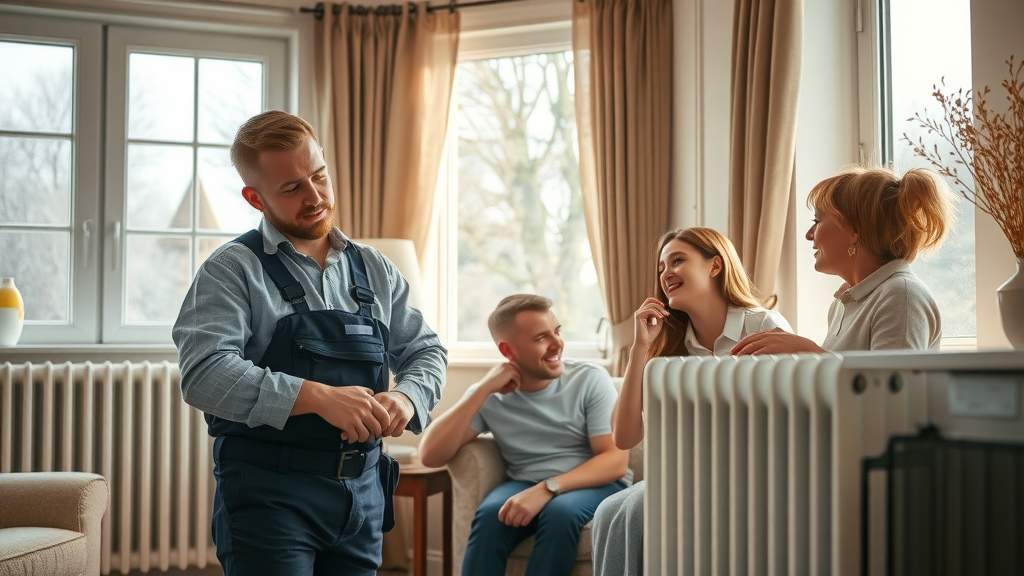 British family and plumber ensuring safe home with expert plumbing and heating services