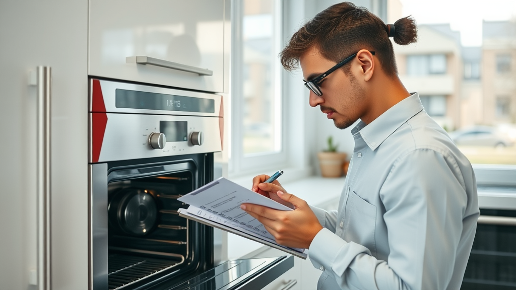 gas safe engineers chesterfield gas engineer inspecting gas oven documenting findings