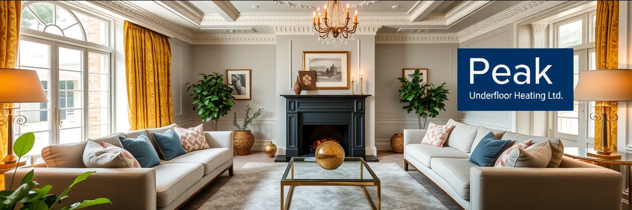 Luxurious, well-lit living room scene featuring a cozy, elegant interior with a modern twist.