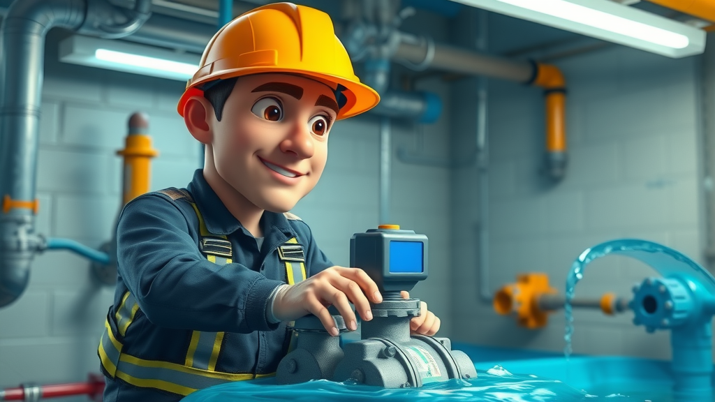 industrial plumber Chesterfield performing sump pump maintenance safety gear clean environment