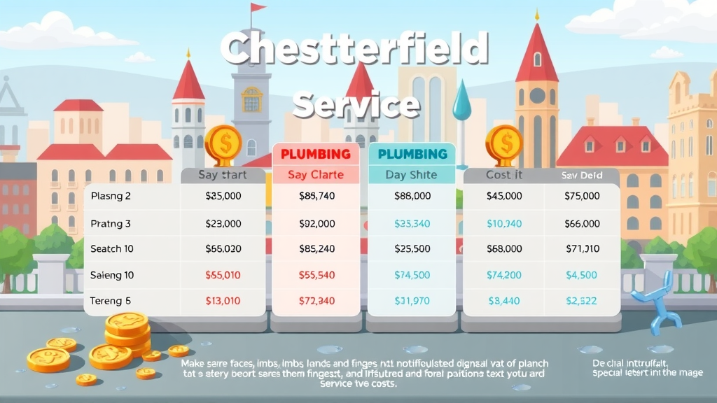 comparison chart of plumbing service costs with Chesterfield city landmark for water leak detection