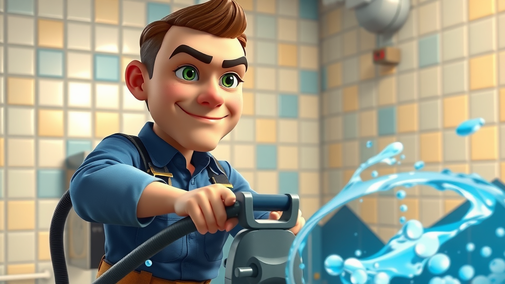 drain cleaning commercial plumber chesterfield using high-power drain cleaning machine in business break room
