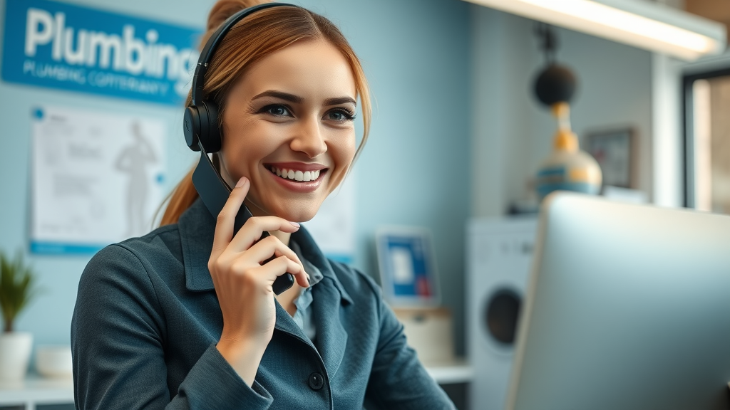 friendly customer service representative on the phone plumbing company chesterfield same day repairs