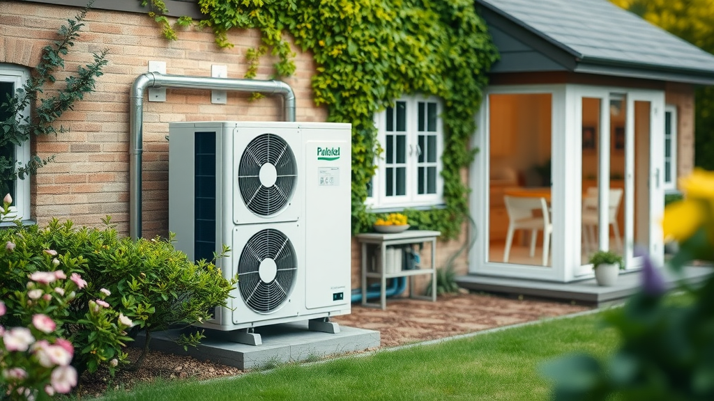 heat pump with connected underfloor heating system at Chesterfield house, green energy integration