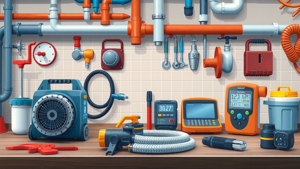Advanced plumbing technology tools for emergency commercial plumber Chesterfield including hydro-jet drain cleaner and digital leak detector