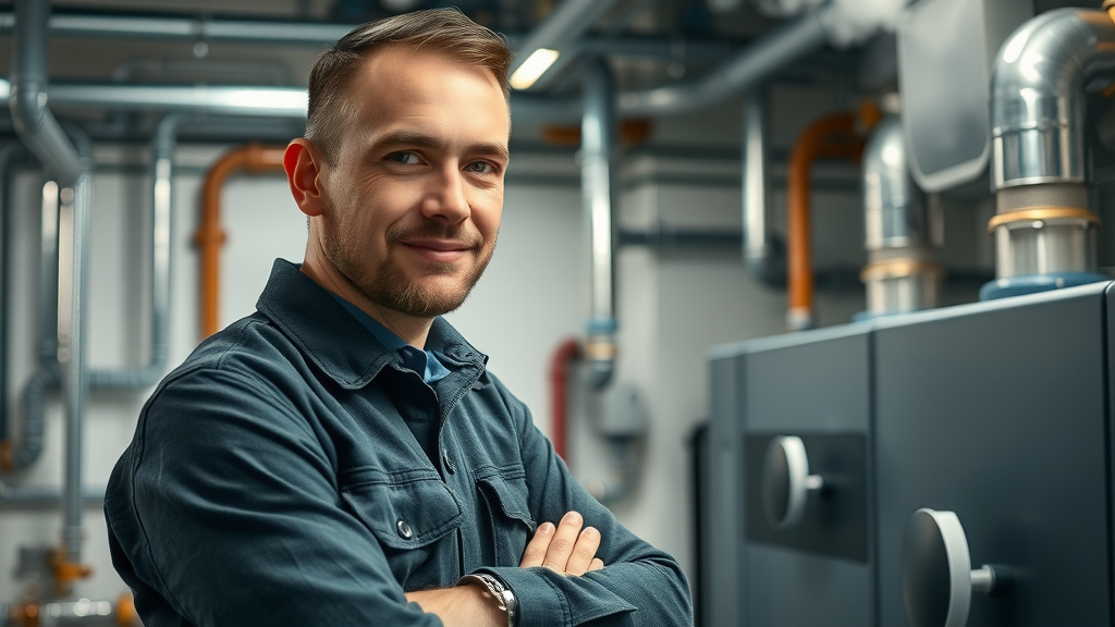 professional heating engineer performing boiler inspection - heating system Chesterfield