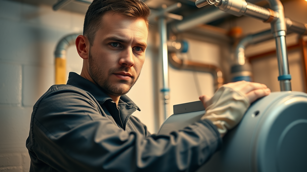 modern plumbing installation of a high-efficiency water heater by a Chesterfield commercial plumber in an upscale boiler room