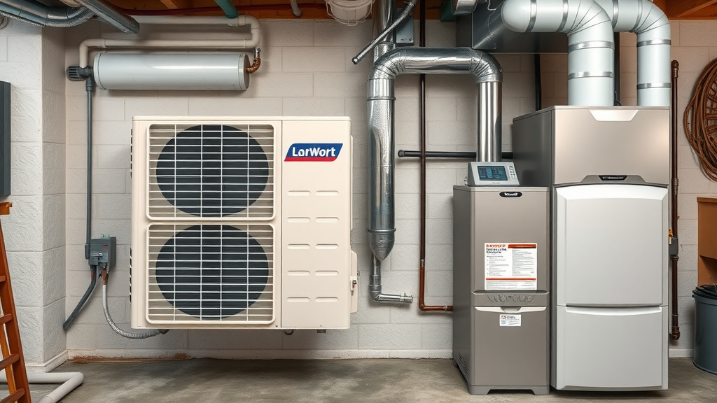 heat pump vs gas furnace comparison central heat installation basement hvac system