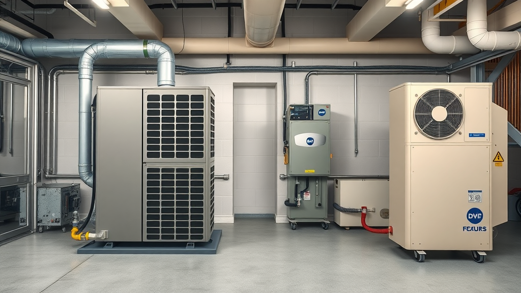 Side-by-side comparison of energy efficient HVAC system and modern heat pump