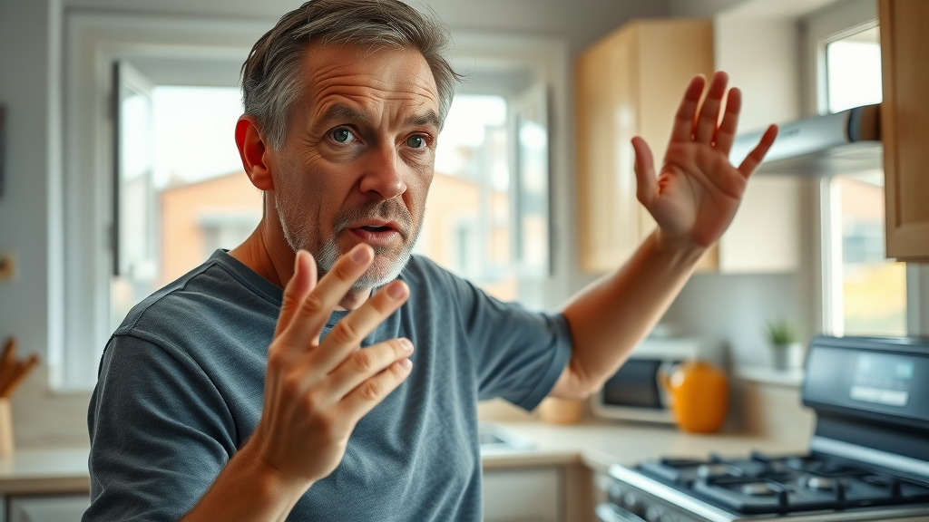 concerned homeowner opening windows after gas leak detection in kitchen - Emergency Plumbing gas safe regulations