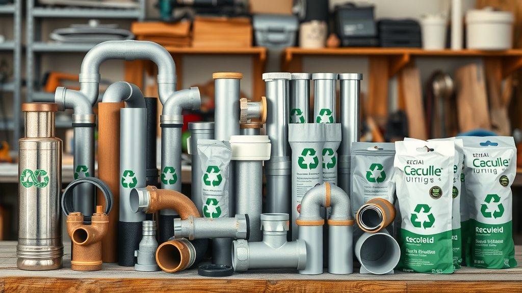 Array of sustainable plumbing pipes and materials for eco-friendly systems – green plumbing solutions