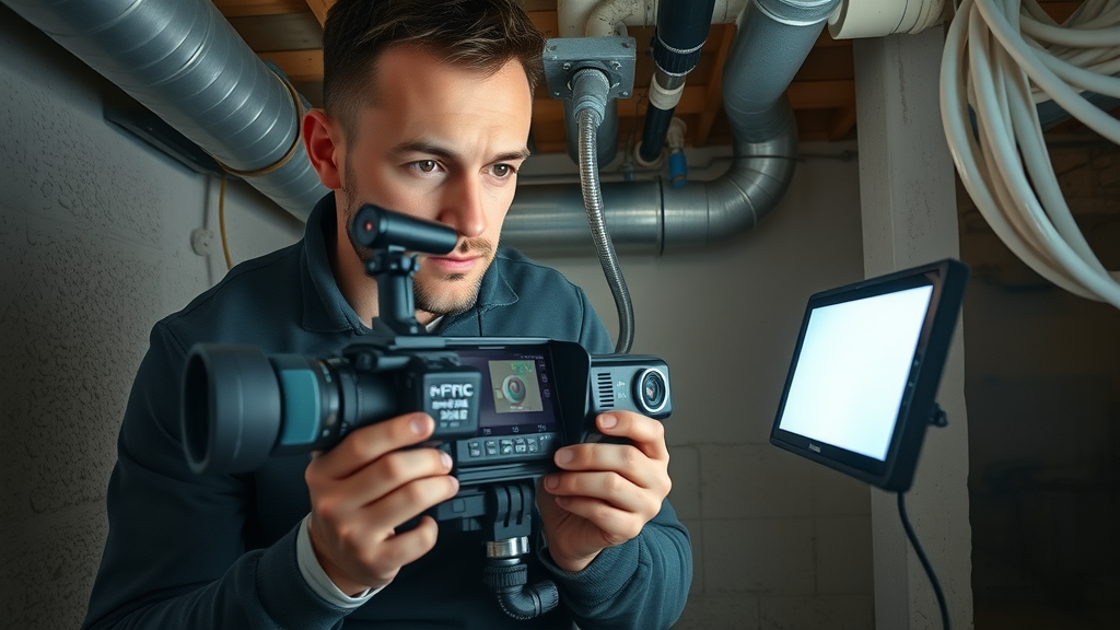 specialized plumbing equipment advanced drain cleaning, technician with camera, 24/7 plumbing services Chesterfield