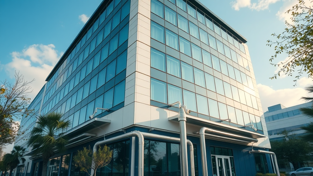 modern commercial building exterior with visible safe plumbing infrastructure Chesterfield