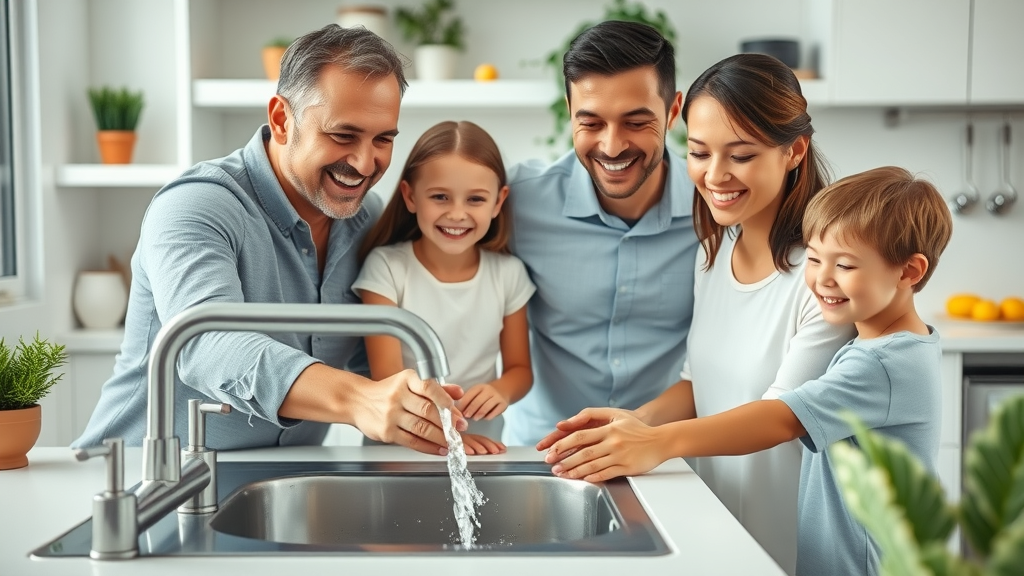 family maintaining a clean kitchen sink drain, hot water for drain cleaning