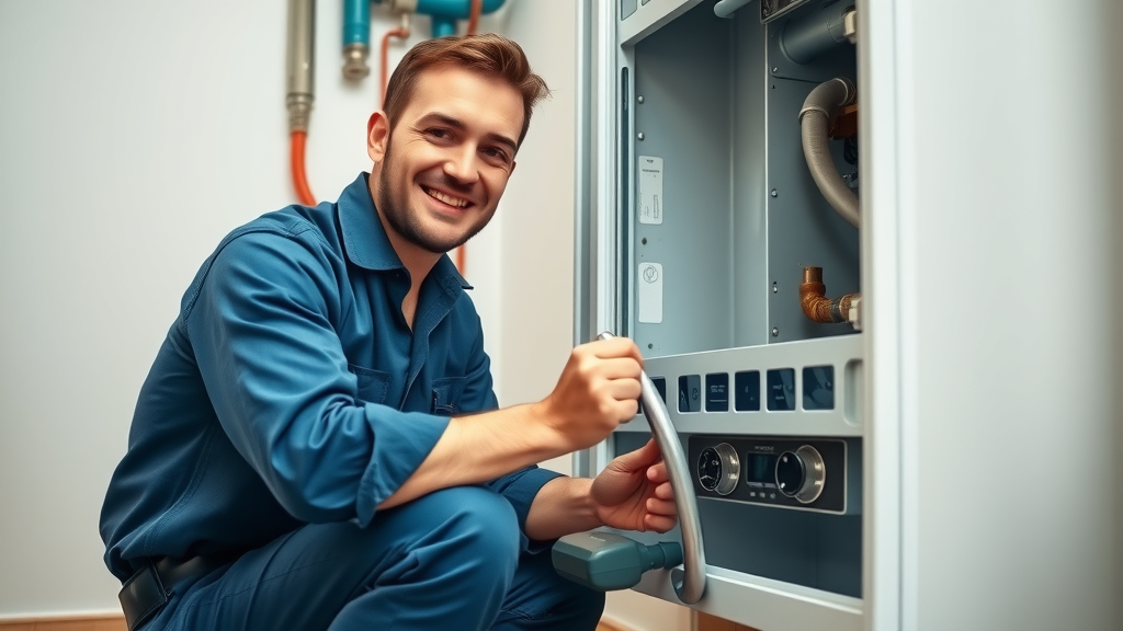 Edward Serrell Plumbing &amp; Heating Ltd engineer repairs boiler for fast emergency service