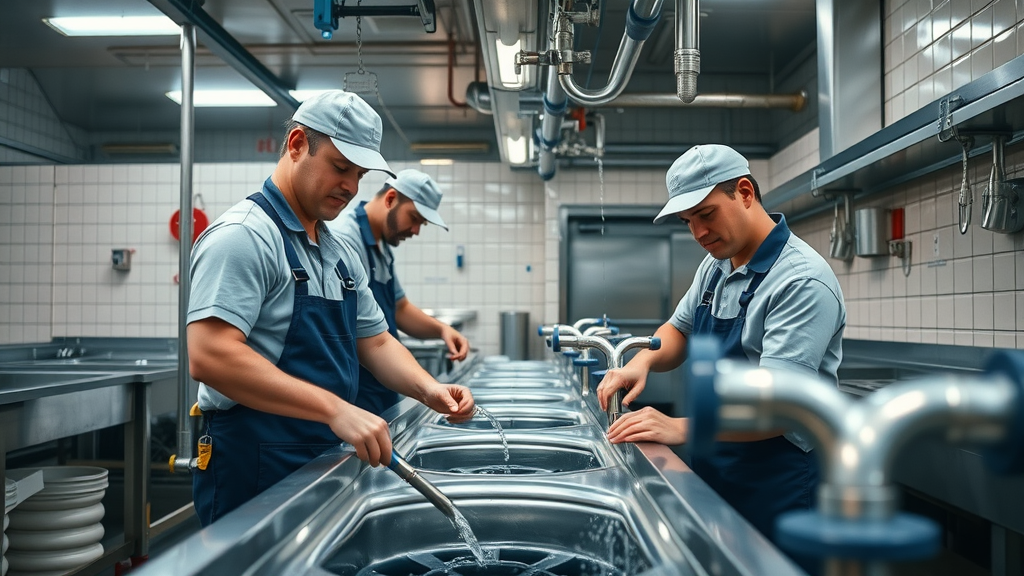 drain cleaning by industrial plumber chesterfield in large kitchen