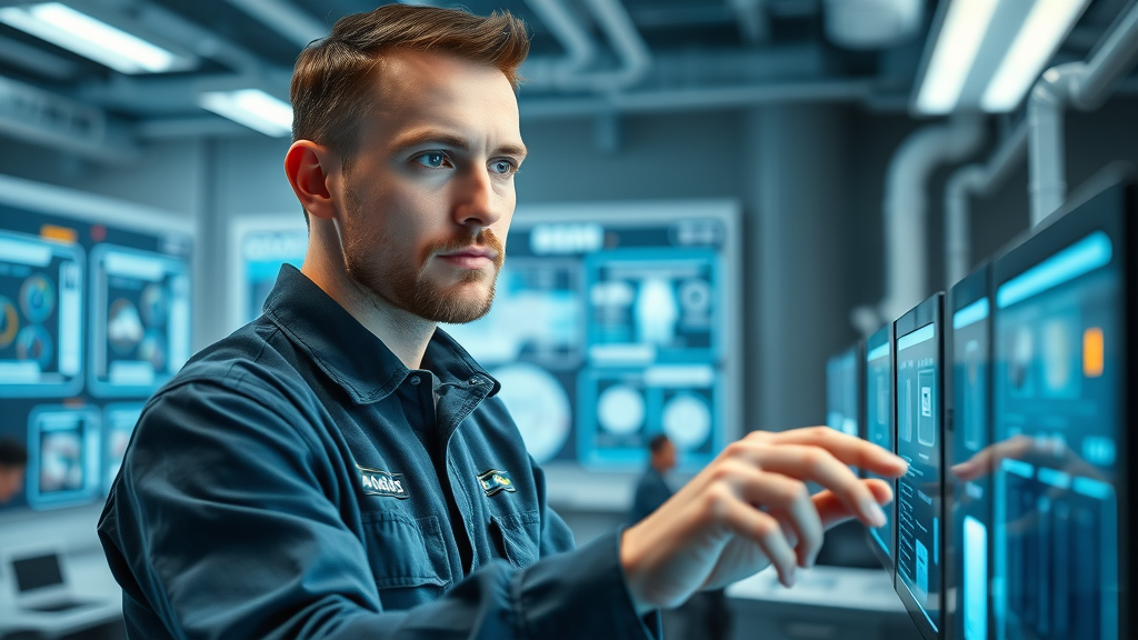 Plumber attending high-tech training workshop for latest plumbing technologies