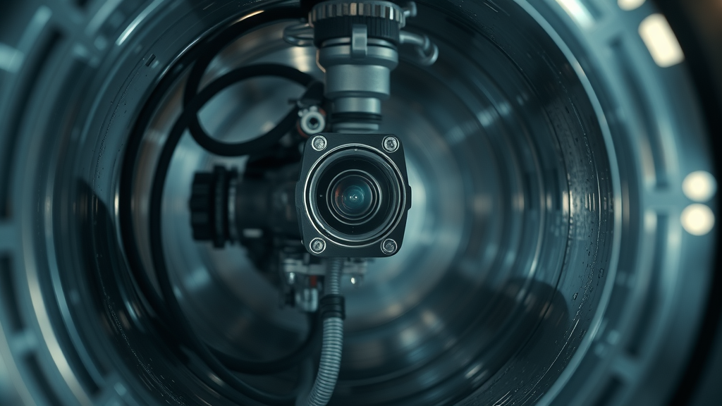Sewer camera inside a commercial pipe for camera inspection, precise leak detection for pipe repair in Chesterfield