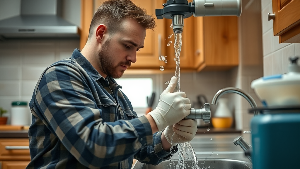 Plumber swiftly fixing kitchen leak for vital plumbing and heating services