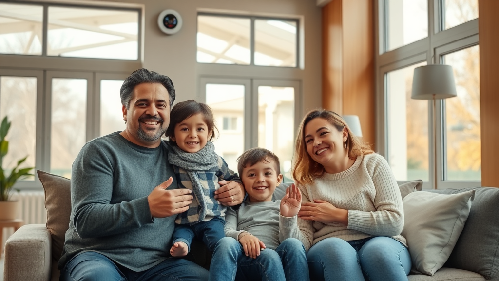 energy-efficient heating solutions modern residential home comfort smart thermostat living room family