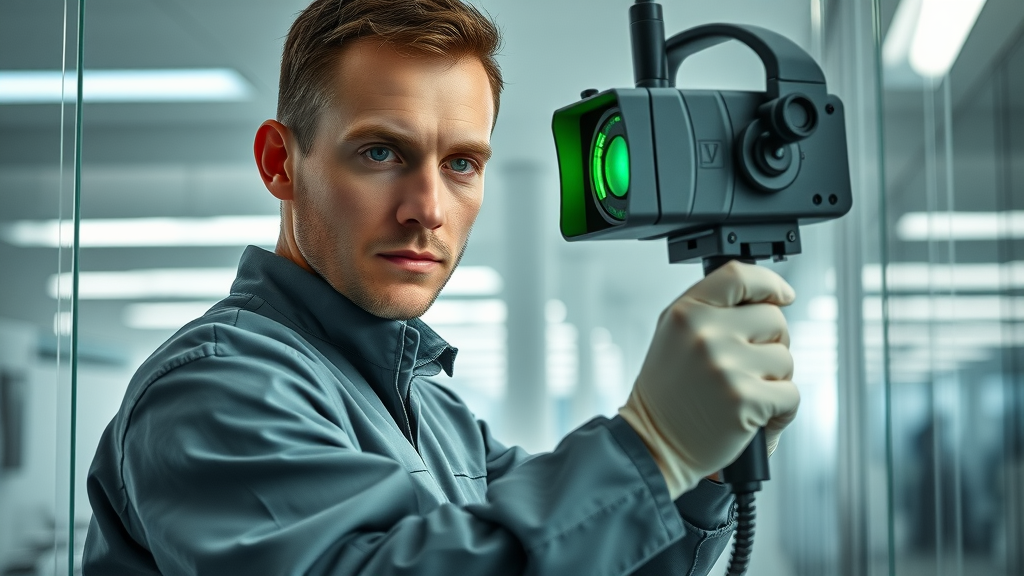 water leak detection technician chesterfield using advanced equipment in modern office