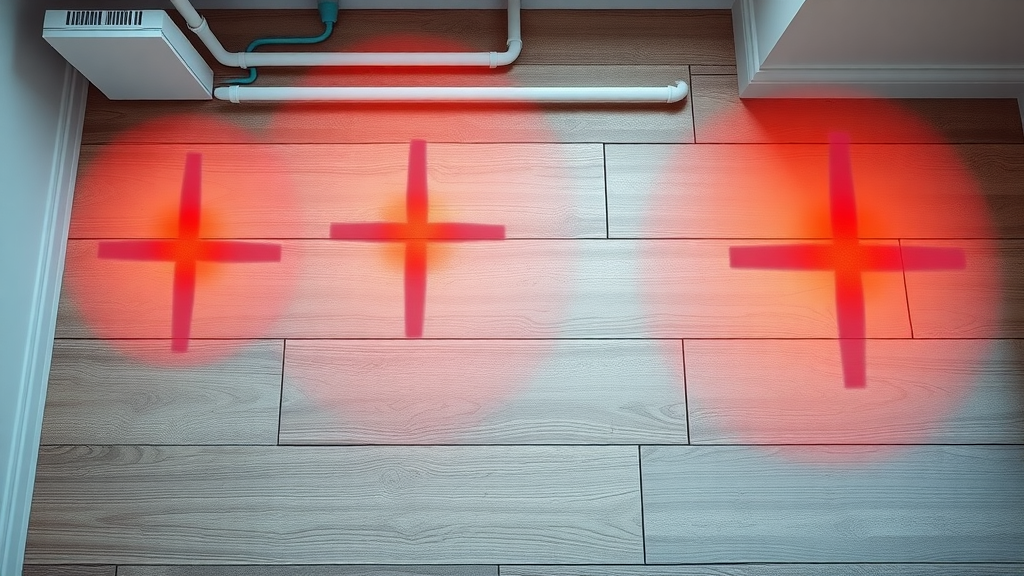 Modern floor with heat map showing cold and warm spots in Chesterfield home underfloor heating system