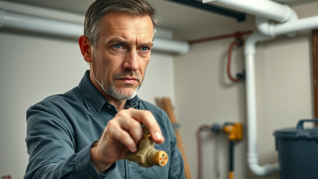 Chesterfield resident turning off water main valve emergency plumber