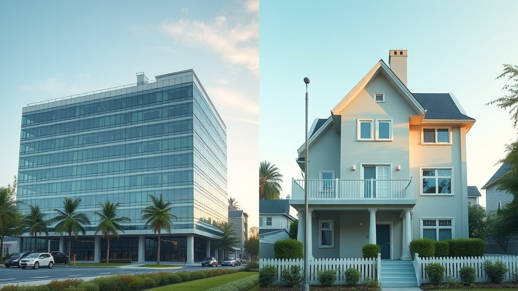 side-by-side comparison of commercial building and residential home in Chesterfield for plumbing inspection
