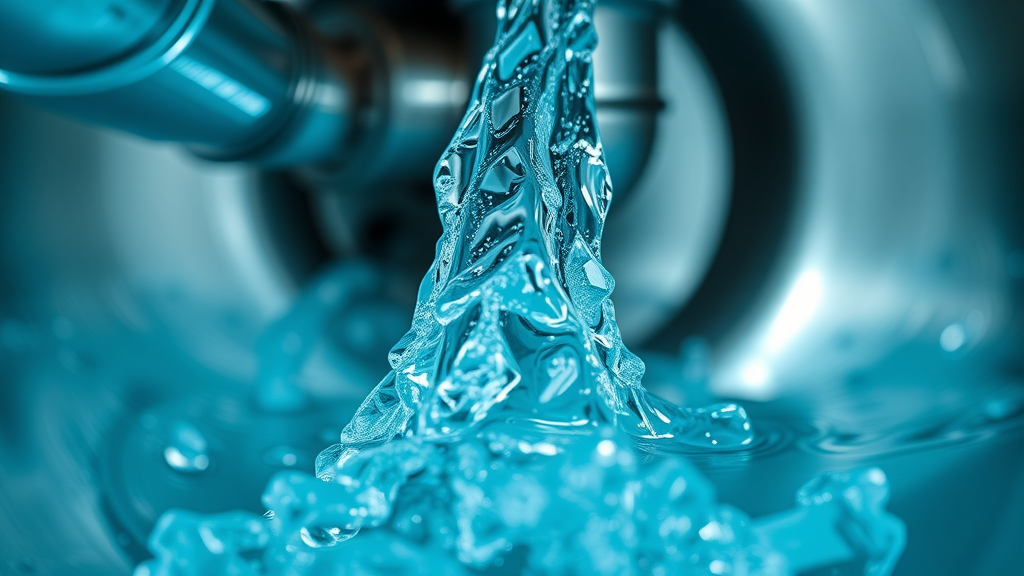 close-up of a clean drainpipe, water flowing freely, plumbing services Chesterfield, drain cleaning service