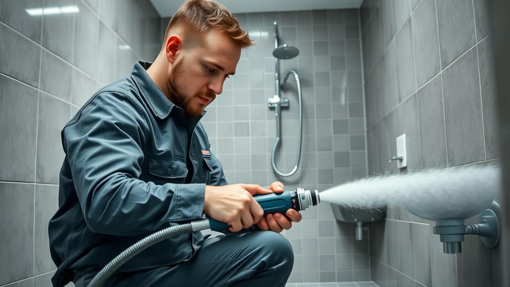 hydro jetting drain cleaning - professional plumber using hydro jetting in Chesterfield home