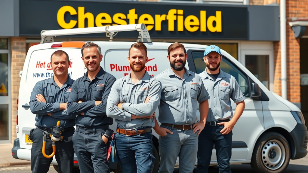chesterfield plumbing service team with branded van and signage