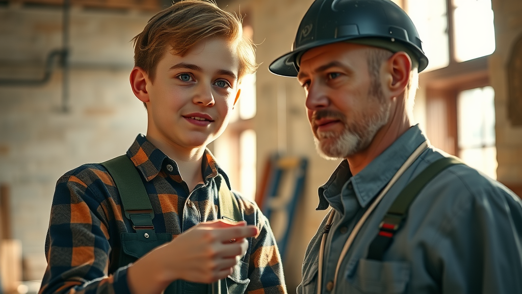 plumbing business growth journey - young apprentice plumber learning from mentor