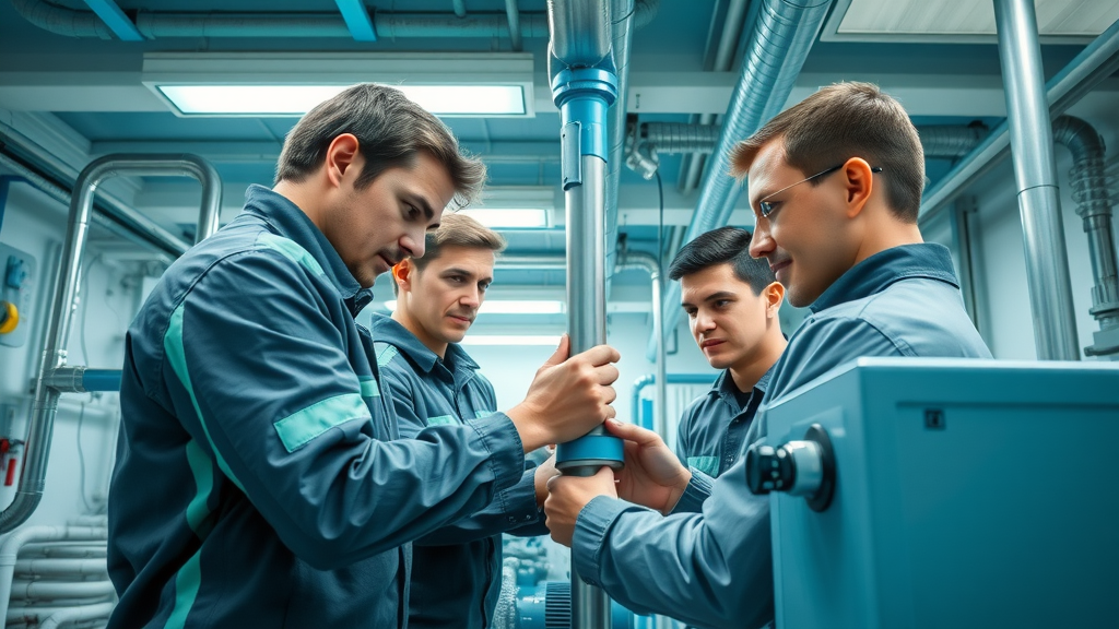 plumbing business growth journey - team installing renewable energy heat pump system