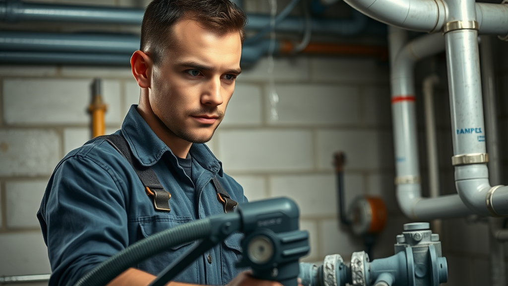 Professional plumber performing drain cleaning service in Chesterfield, commercial plumbing maintenance Chesterfield