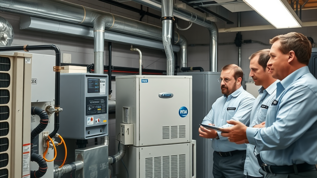 energy efficient heating heat pump geothermal gas furnace modern utility room