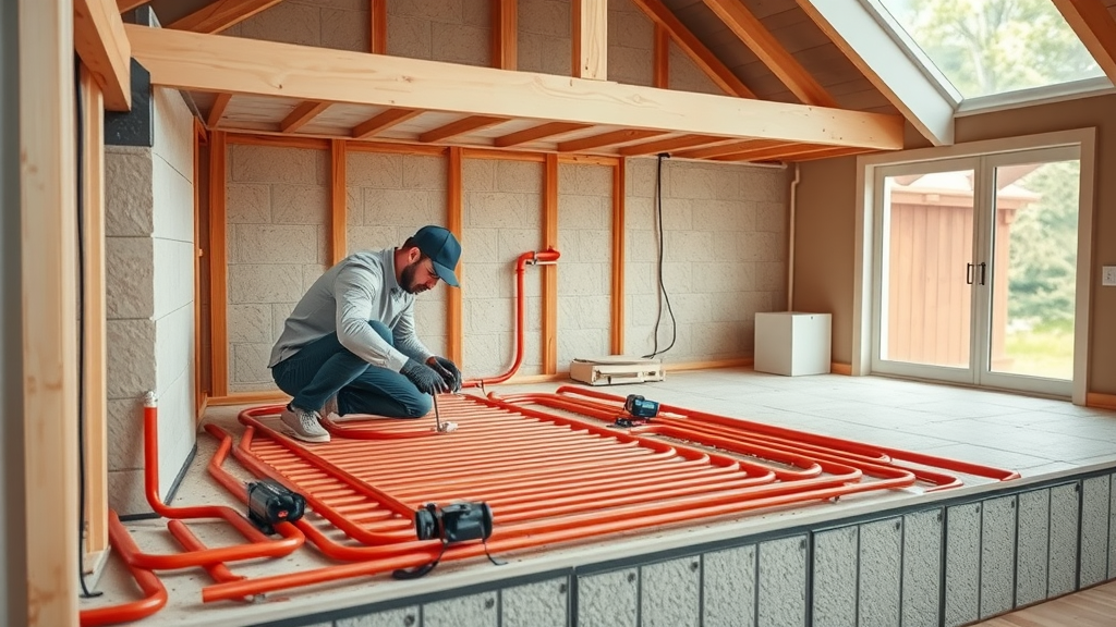 installing radiant floor heating cross-section system