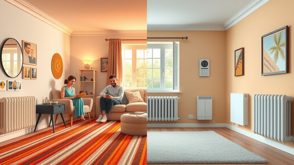 side by side comparison radiant floor heating vs traditional radiators energy efficiency and cost