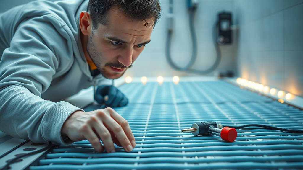 electric underfloor heating mats being installed wiring checked technical engineer cost consideration